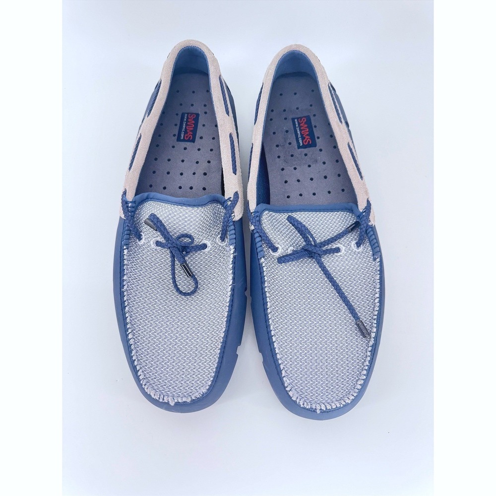 Swims Mens Braided Lace Lux Loafers Size 10 Slate Coastal Mesh Rubber Boat Shoes